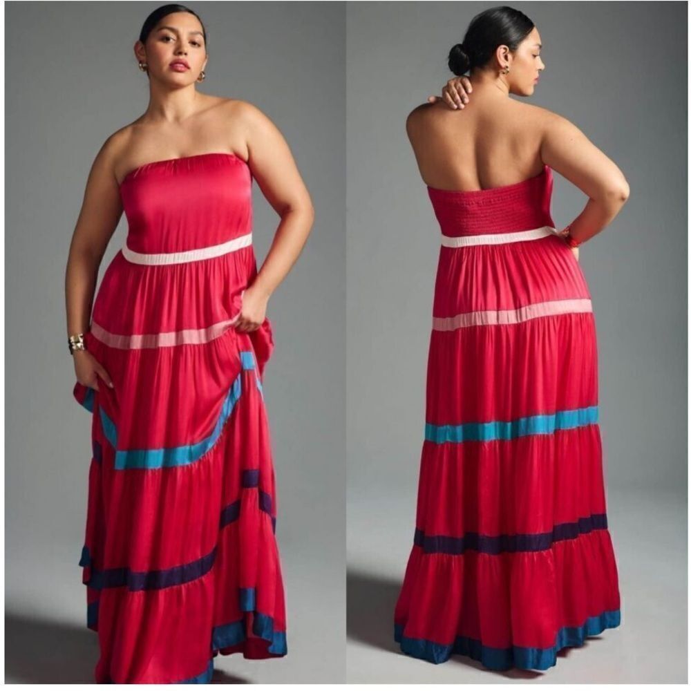 Anthropologie Samant Chauhan Strapless Colorblock Dress Size XS